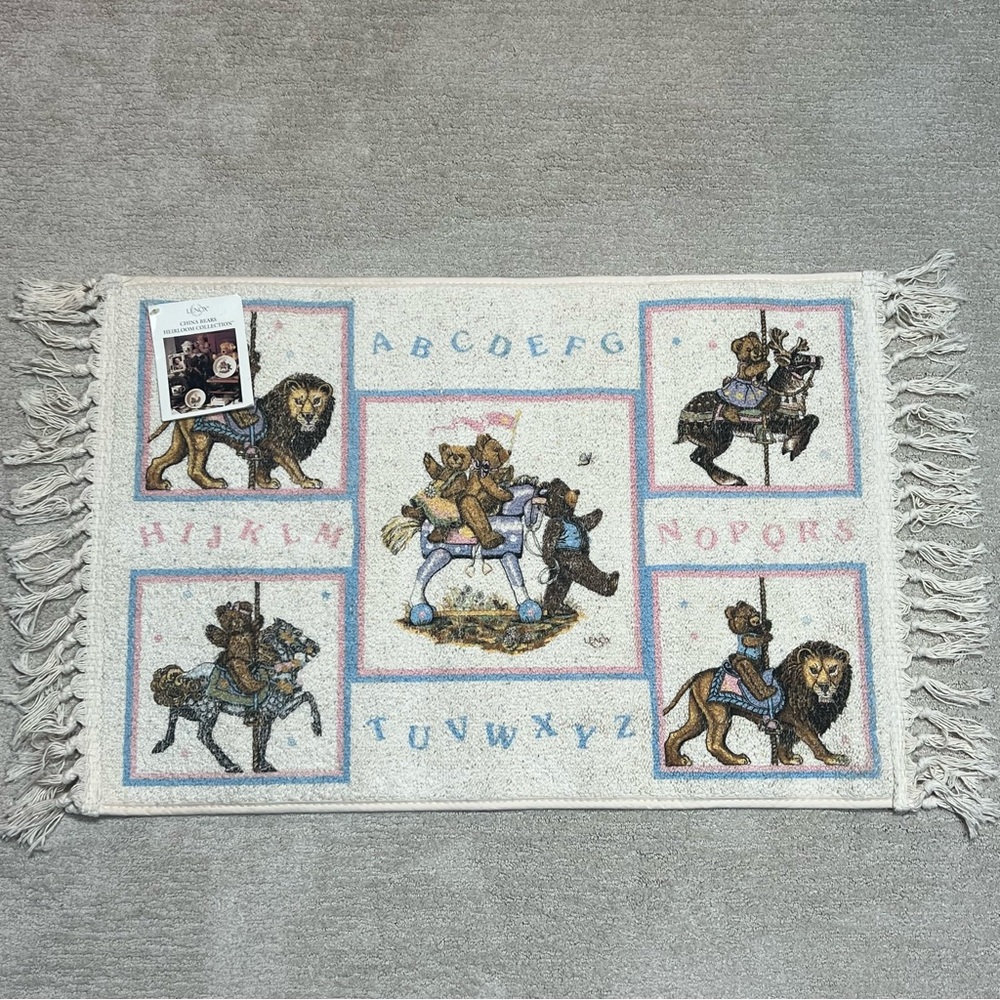 VTG. Lenox China Bears Heirloom Collection Baby Nursery Rug Floor Mat ABC’s NWT
